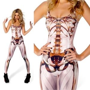 BLACKMILK CLOTHING Muscle & Bone Catsuit SMALL NWT S Skeleton Skull Bones